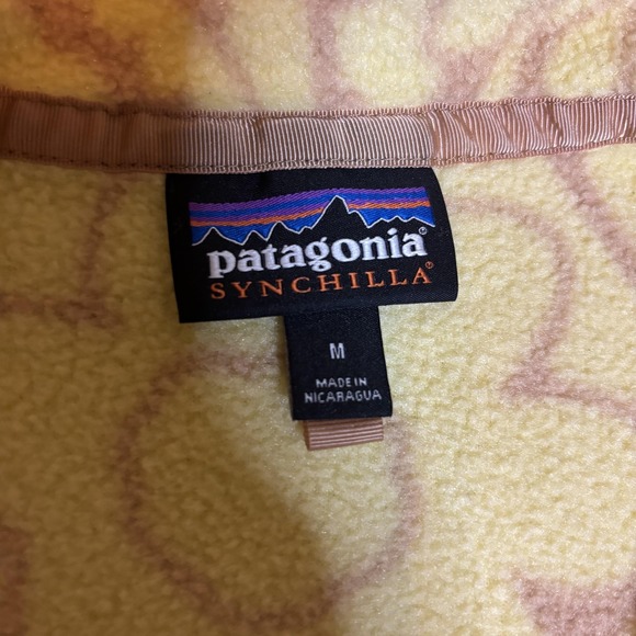 Patagonia Synchilla Pullover Womens Medium Yellow Floral Snap-T Fleece Jacket - Picture 4 of 9